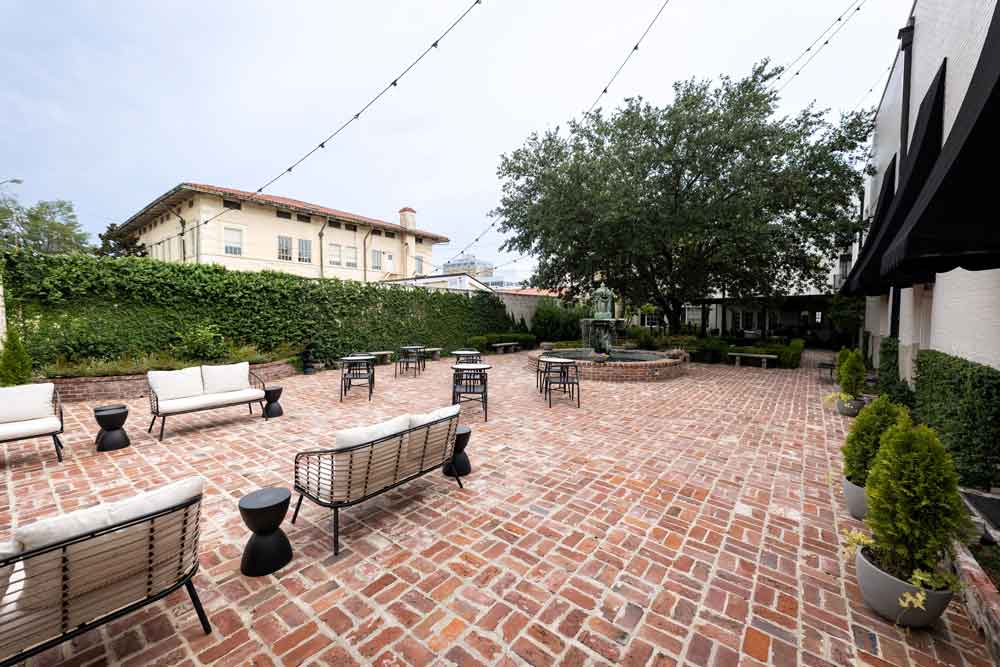 Photo of the Garden outdoor event space at the Old Capitol Inn